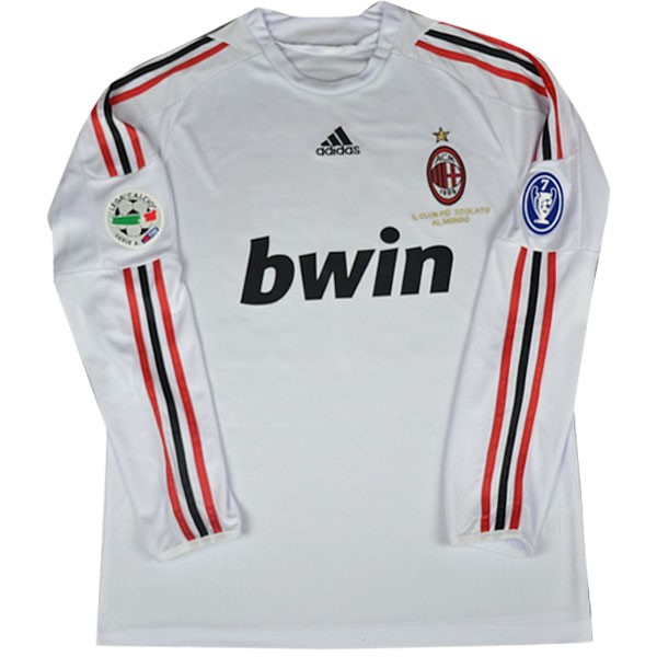 Camiseta AC Milan Replica Segunda Ropa ML Retro 2008/09 Blanco